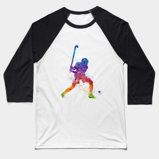 Field Hockey Player Watercolor Sport Baseball T-Shirt